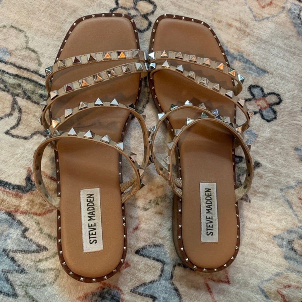 Steve Madden Brown Studded Strappy Sandals